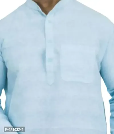 SWADESHI COLLECTION Men's Full Sleeve Cotton Ethnic Wear Regular Long Kurta Sky Blue (M, Sky Blue)-thumb5