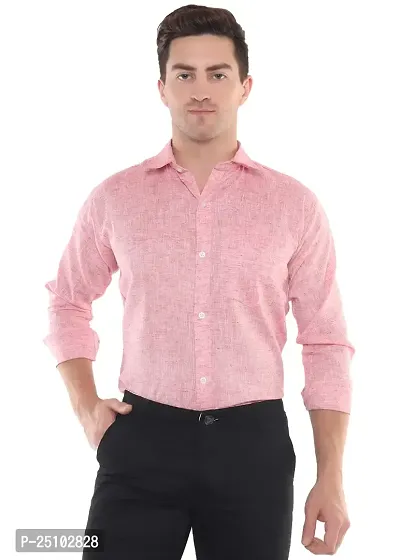 SWADESHI COLLECTION Men's Plain Cotton Full Sleeves Regular Fit Shirt (M, Red)-thumb0