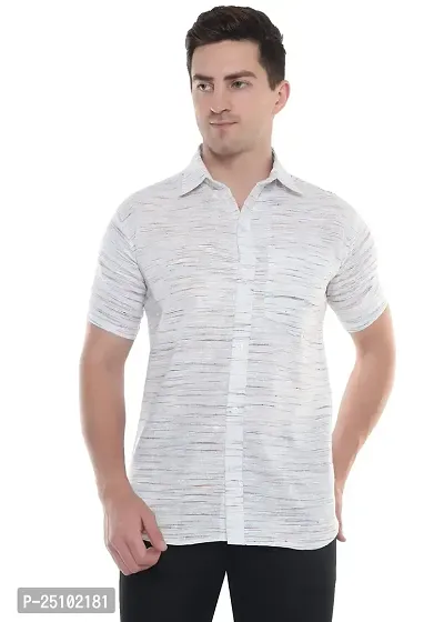 Men's Cotton Half Sleeves Regular Fit Shirt (White Andi) (40, White)-thumb0