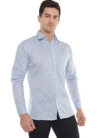 Men's Solid Khadi Cotton Full Sleeves Regular Fit Shirt Navrang Blue (40, Light Blue)-thumb4