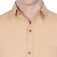 Swadeshi Collection Presents Men's Plain Solid Cotton Half Sleeves Regular Fit Shirt (46, Dark Peach)-thumb3