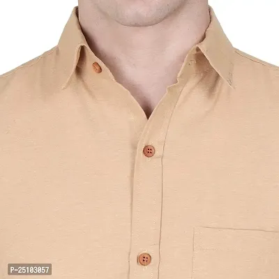 Swadeshi Collection Presents Men's Plain Solid Cotton Half Sleeves Regular Fit Shirt (46, Dark Peach)-thumb4