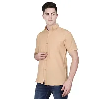 Swadeshi Collection Presents Men's Plain Solid Cotton Half Sleeves Regular Fit Shirt (46, Dark Peach)-thumb1