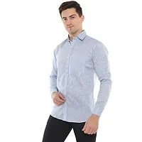 Men's Solid Swadeshi Cotton Full Sleeves Regular Fit Shirt Navrang Blue (XL, Light Blue)-thumb2