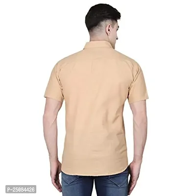Men's Plain Solid Cotton Half Sleeves Regular Fit Shirt-thumb3