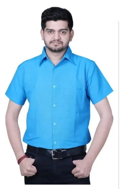 Solid Short Sleeve Formal Shirt