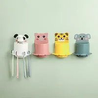 Cartoon Toothbrush Toothpaste Holders for Bathroom / Wall Mounted Self Adhesive Toothbrush Stand for Kids / Cute Creative Animal Toothbrush Organizer-thumb1