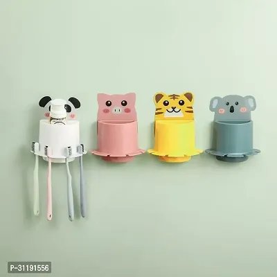 Cartoon Toothbrush Toothpaste Holders for Bathroom / Wall Mounted Self Adhesive Toothbrush Stand for Kids / Cute Creative Animal Toothbrush Organizer-thumb2