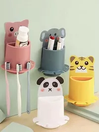 Cartoon Toothbrush Toothpaste Holders for Bathroom / Wall Mounted Self Adhesive Toothbrush Stand for Kids / Cute Creative Animal Toothbrush Organizer-thumb2