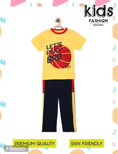 Trendy kids boys t shirt and lower set-thumb0