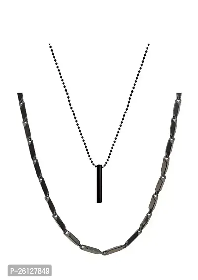 Alluring Black Alloy Chain For Men Pack Of 2