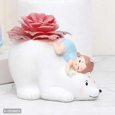 Polar Bear Girl Resin Flower Pot Succulent Home Decor Cute Planters-thumb0