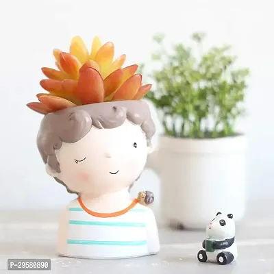 Winking Boy with Snail Resin Succulent Pot without Plant