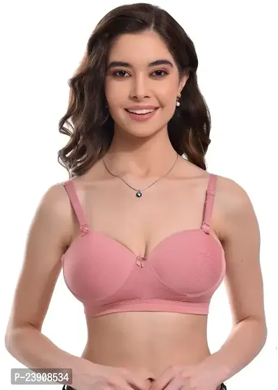 BF BODY FIGURE LUXE23 Women T-Shirt Lightly Padded Bra (Beige) - Full Support Regular Cotton Bra for Women  Girl, Non-Wired, Wirefree, Adjustable Straps, Anti Bacterial