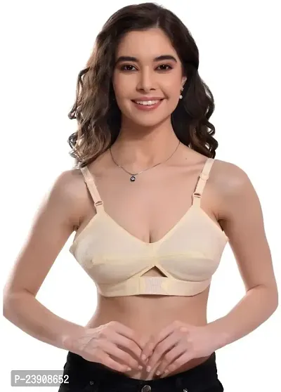 BF BODY FIGURE Women Everyday Non Padded Bra (Beige) - Full Support Regular Cotton Bra for Women  Girl, Non-Wired, Wirefree, Adjustable Straps, Anti Bacterial