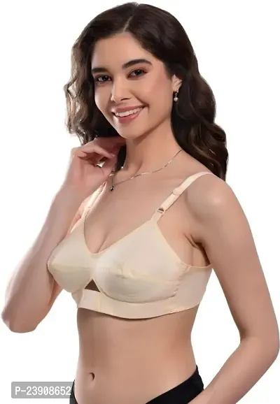 BF BODY FIGURE Women Everyday Non Padded Bra (Beige) - Full Support Regular Cotton Bra for Women  Girl, Non-Wired, Wirefree, Adjustable Straps, Anti Bacterial-thumb2