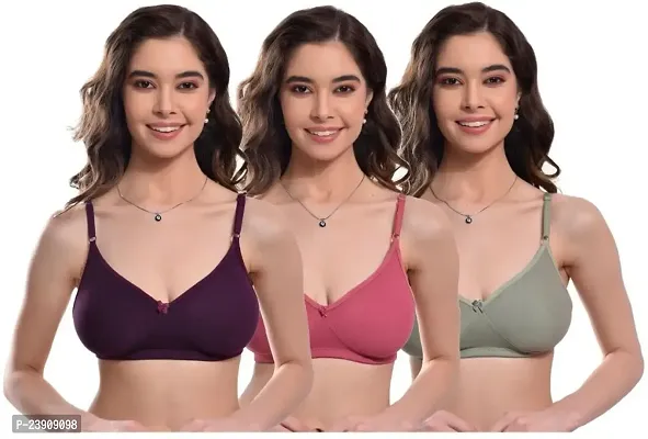 BF BODY FIGURE Women Full Coverage Non Padded Bra (Multicolor) - Full Support Regular Cotton Bra for Women  Girl, Non-Wired, Wirefree, Adjustable Straps, Anti Bacterial-thumb0