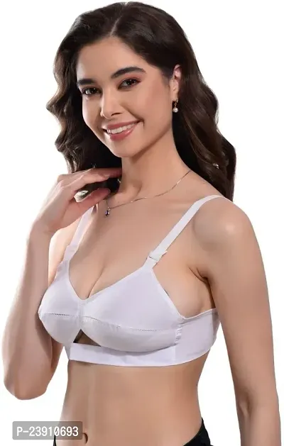 BF BODY FIGURE Women Full Coverage Non Padded Bra (White) - Full Support Regular Cotton Bra for Women  Girl, Non-Wired, Wirefree, Adjustable Straps, Anti Bacterial-thumb3