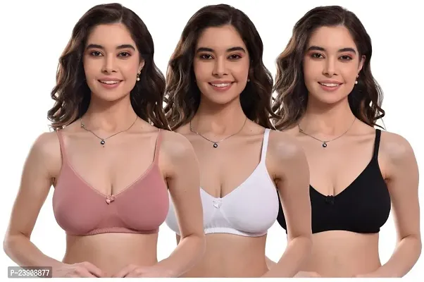 BF BODY FIGURE Women Full Coverage Non Padded Bra (Multicolor) - Full Support Regular Cotton Bra for Women  Girl, Non-Wired, Wirefree, Adjustable Straps, Anti Bacterial