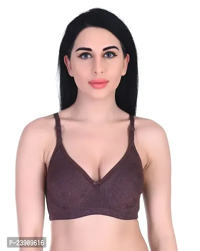 Body Figure Women's Cotton Seamless Non-Padded Bra 28-44 (28-44, Wine)