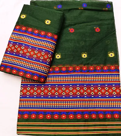 Alluring Cotton Blend Saree with Blouse piece 