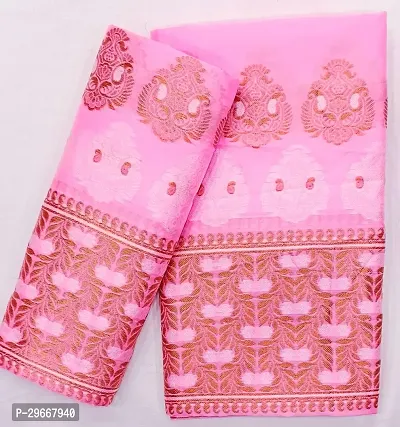 Stylish pink Art Silk Mekhla chador With Blouse Piece For Women-thumb0