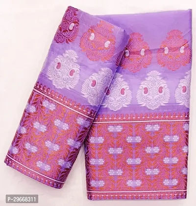 Stylish Lavender Art Silk Mekhla chador With Blouse Piece For Women