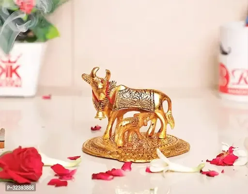 Gold Color Kamdhenu Cow with Calf Standing