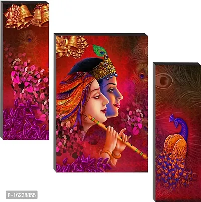 Radha Krishna UV Textured Self Adeshive Digital Reprint 12x18 inch Painting-thumb0