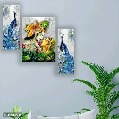 Set of 3 Radha Krishna Wall Decor Digital Reprint with UV Coated Painting size 12 inch x 8 inch Painting-thumb5