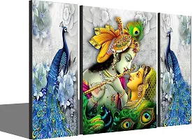 Set of 3 Radha Krishna Wall Decor Digital Reprint with UV Coated Painting size 12 inch x 8 inch Painting-thumb1