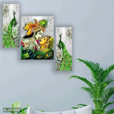 Set of 3 Radha Krishna Wall Decor Digital Reprint with UV Coated Painting size 12 inch x 8 inch Painting-thumb5