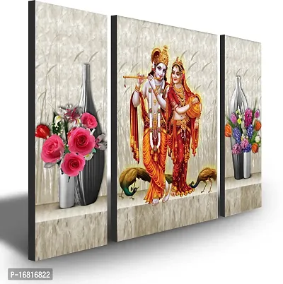 Set of 3 Radha Krishna Wall Decor Digital Reprint with UV Coated Painting size 12 inch x 8 inch Painting-thumb3