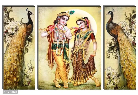 Set of 3 Radha Krishna Wall Decor Digital Reprint with UV Coated Painting size 12 inch x 8 inch Painting