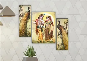 Set of 3 Radha Krishna Wall Decor Digital Reprint with UV Coated Painting size 12 inch x 8 inch Painting-thumb1