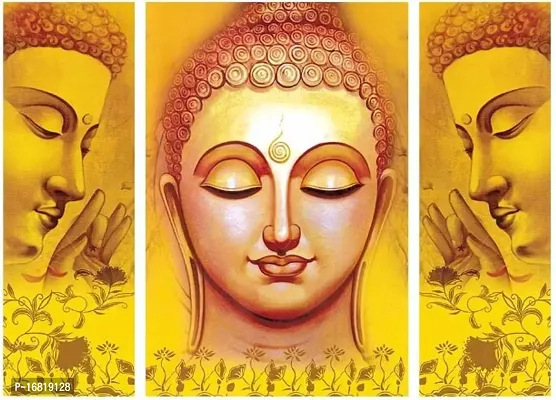 Set of 3 Buddha Wall Decor Digital Reprint with UV Coated Painting size 12 inch x 8 inch Painting-thumb2