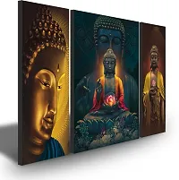 Set of 3 Buddha Wall Decor Digital Reprint with UV Coated Painting size 12 inch x 8 inch Painting-thumb1