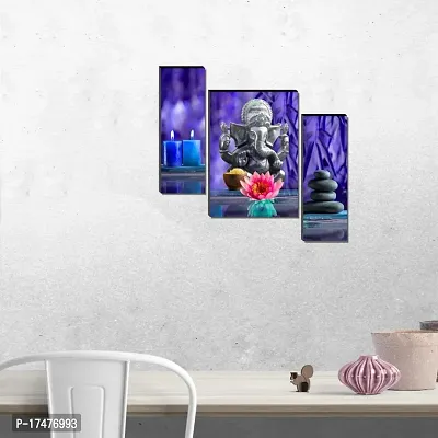 Lord Ganesha Art Print Set Of 3 Self Adhesive MDF Painting Digital Reprint 12 inch x 18 inch Painting-thumb4