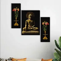 Set of 3 Digital Repring Buddha Painting with UV Coated Size 12x18 Inches-thumb2