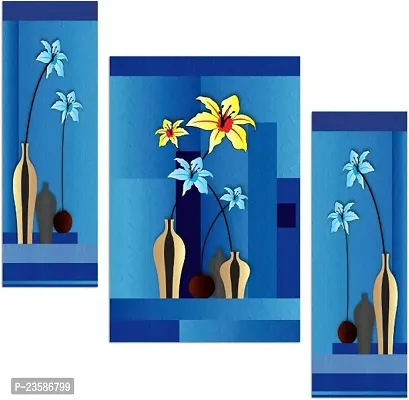 Set Of 3 Modern Art Digital Reprint Wall Painting With UV Texture Size 12x18 inches-thumb0