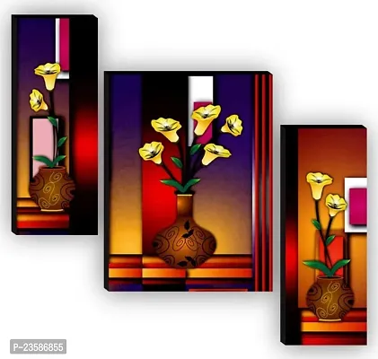 Set Of 3 Modern Art Digital Reprint Wall Painting With UV Texture Size 12x18 inches-thumb0