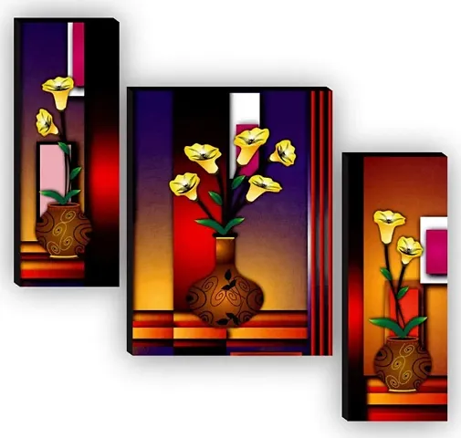 Set Of 3 Modern Art Digital Reprint Wall Painting With UV Texture Size 12x18 inches