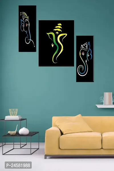 Set Of 6 Ganesha And Modern Art Painting Reprint Wall Painting With UV Texture Size 12x18 inches-thumb3