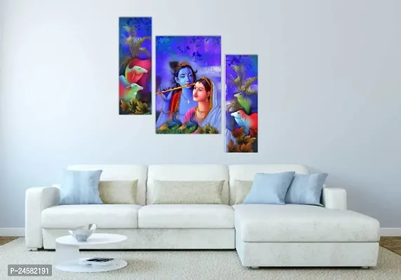 JTS Set Of 2 Ganesha And Radha Krishna Paintings of 6(3x2) Pc Set Self Adhesive Wall Painting Size 12x18 Inches-thumb2