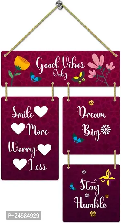 JTS Set of 4 Hanging Beautiful Quotes 12X18 Inch MDF Wall Art Painting Digital Reprint 18 inch x 12 inch Wall Hanging  (Without Frame)-thumb0