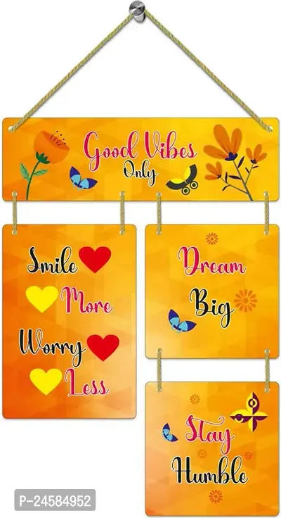 JTS Set of 4 Hanging Beautiful Quotes 12X18 Inch MDF Wall Art Painting Digital Reprint 18 inch x 12 inch Wall Hanging  (Without Frame)