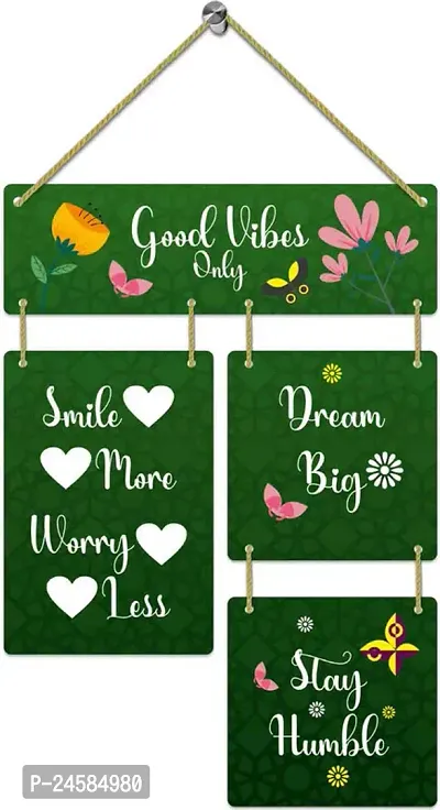 Set of 4 Hanging Beautiful Quotes 12X18 Inch MDF Wall Art Painting Digital Reprint 18 inch x 12 inch Wall Hanging  (Without Frame)