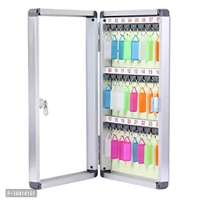 Key Holder For Wall Stylish Key Holder 24 Key Slots Key Stand For Wall Key Stand Key Holder For Wall Key Hangers For Wall Wall Mounted Key Box Secure Key Cabinet Key Manager Office And Shops-thumb0