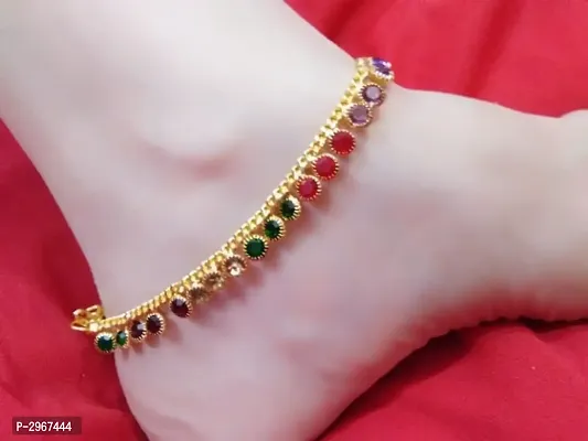 Multicolor Brass American Diamond Anklets-thumb0