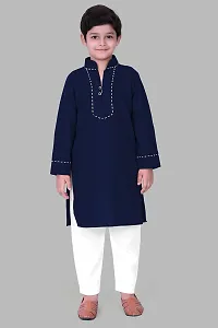 Regal Treasure Ruby Cotton Kurta Pajama Set for Boys Kids (3-4 Years, NavyBlue)-thumb4